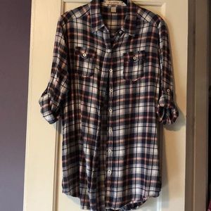 Button down flannel tunic - size L
